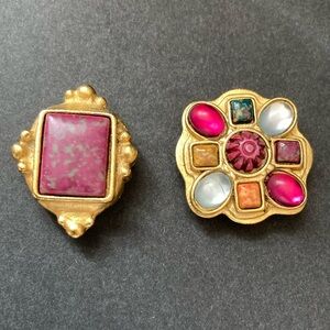 Vintage button cover lot, With pink mauve, orange, blue and clear colored stones